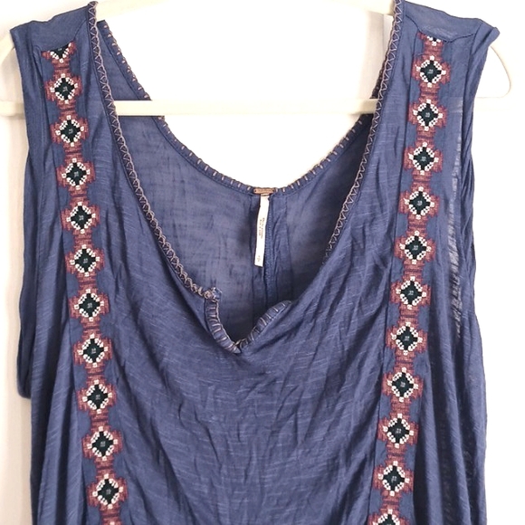 Free People Embroidered Hi-Lo Mini Dress in Size Small - Picture 2 of 8